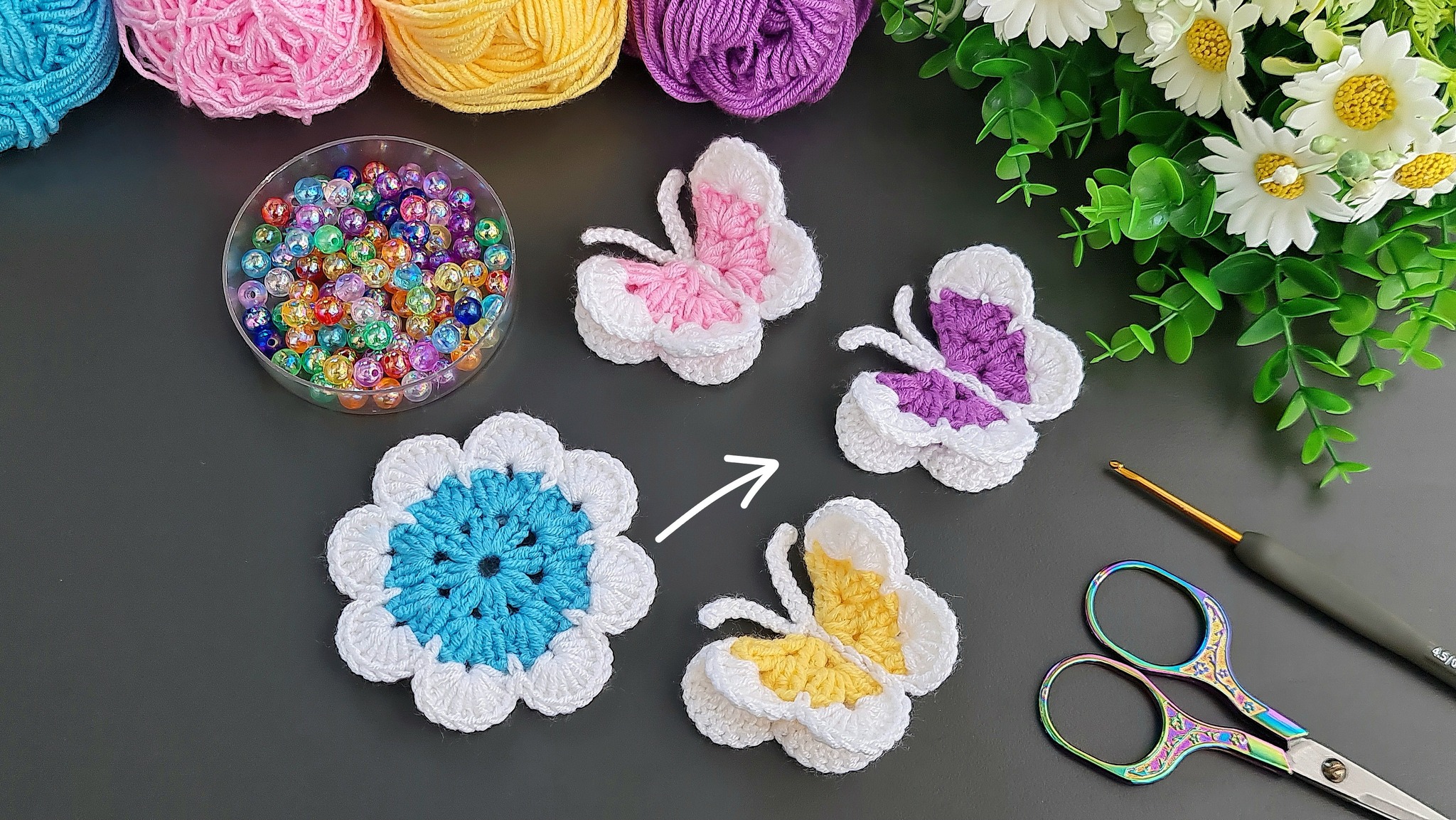 Crochet Mini Flower Butterfly - Free Patterns