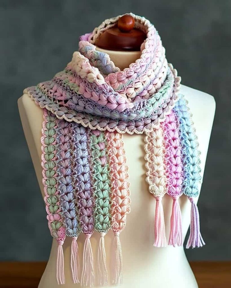 Puff Stitch Mile-A-Minute Scarf Crochet Pattern - Free Patterns