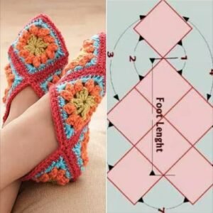 Shoe project with granny squares