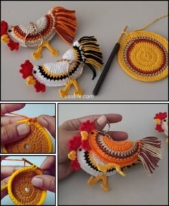 Cute Crochet Rooster Keychain