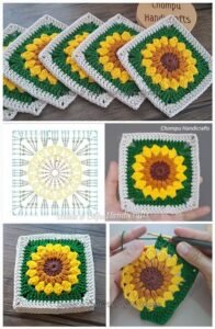 Crochet Sunflower Granny Square