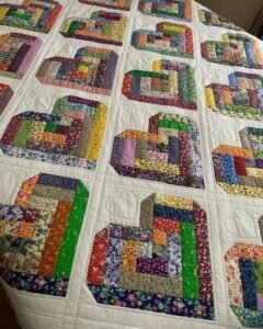 Log Cabin Heart Block Pattern
