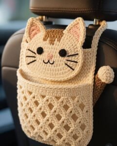 Crochet Cat Car Organizer Pattern