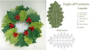 Crochet Christmas Leaf Garland