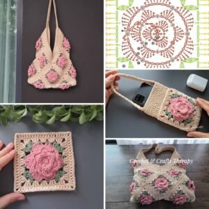 Crochet Rose Granny Square